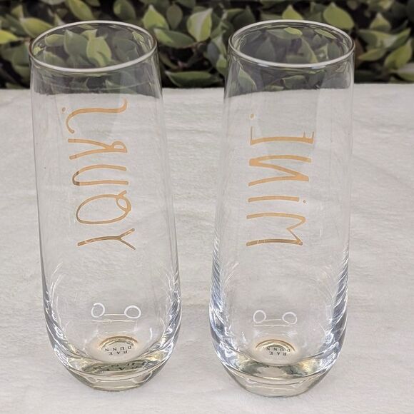 Rae Dunn MINE and YOURS Stemless Champagne Flutes - Set of 2 - Picture 2 of 8